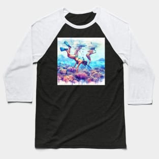 Artistic illustration of a beach scene from underwater Baseball T-Shirt